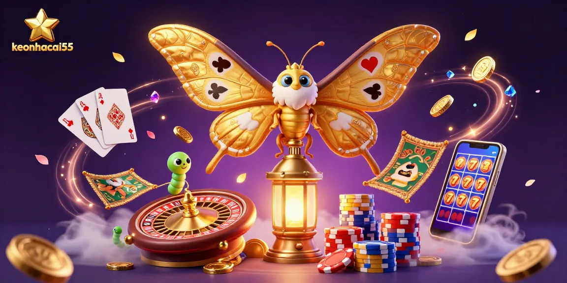 Bet on keonhacai55 with a vivid sports betting scene featuring a majestic atlas moth.