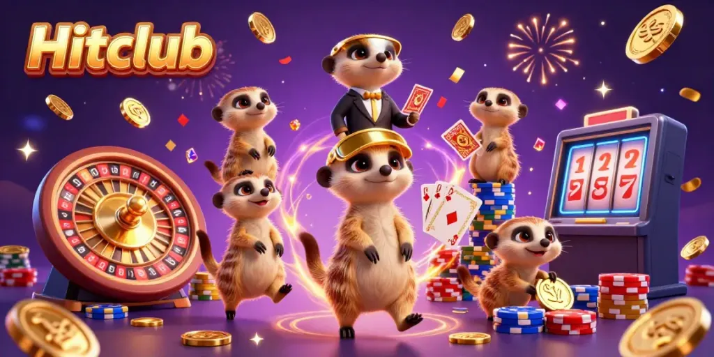 Join the thrilling action at Hitclub with adorable meerkats managing a vibrant casino adventure.