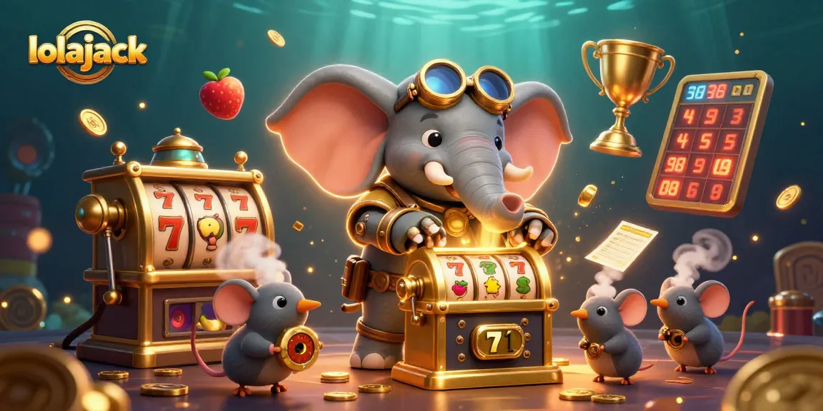 Experience excitement at lolajack casino with steampunk character operating a lively slot machine.